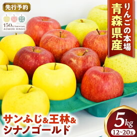 【ふるさと納税】【先行予約】青森りんご【サンふじ＆王林＆シナノゴールド】セット 約5kg（計14〜18玉）【2026年産】★2026年11月下旬～12月下旬頃まで発送予定★ りんご 林檎 リンゴ 国産 旬 フルーツ 果物 贈答 土産 青森県 三戸町