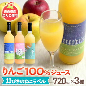 【ふるさと納税】丸末の「11ぴきのねこ」りんごジュース【720ml×3本】【丸末果樹農園(株)】アップル アップルジュース 果汁100％ 三戸林檎じゅーす 青森県 三戸町産 AH-23-006