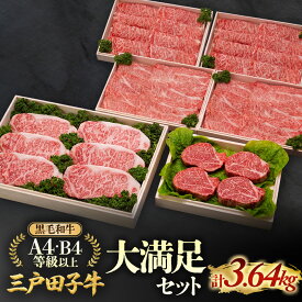 【ふるさと納税】 「三戸田子牛」黒毛和牛 大満足セット 合計3.64kg | リブロース 420g×2 サーロイン 200g×6 ヒレ 150g×4 肩ロース 500g×2 ロース サーロインステーキ ステーキ 高級 A4 A5 B4 B5 希少 希少部位 牛 肉 牛肉 和牛 国産 田子牛 送料無料