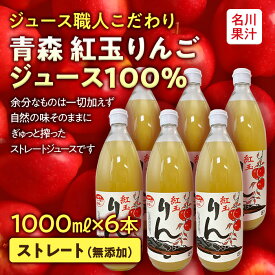 【ふるさと納税】 ジュース職人こだわり 青森 紅玉りんごジュース 100%ストレート （無添加） 6本入 【名川果汁】 青森りんご アップル リンゴ 林檎 フルーツ王国 青森県 南部町 ストレート 生ジュース 1L 1l 1000ml 果物 くだもの F21U-135
