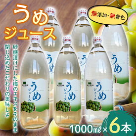 【ふるさと納税】うめジュース (1000ml瓶×6本) 【森の菜園】 フルーツ王国 梅 ウメ うめ ウメジュース 梅ジュース 青森 南部町 三戸 南部 1L 1ℓ 豊後梅 セット F21U-197
