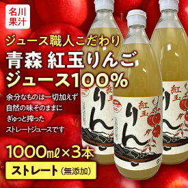 【ふるさと納税】 ジュース職人こだわり 青森 紅玉りんごジュース 100%ストレート （無添加） 3本入 【名川果汁】 青森りんご リンゴ 林檎 青森県 南部町 果物 くだもの F21U-203