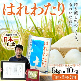 【ふるさと納税】 ＜お届け回数と容量が選べる定期便＞【コメ鑑定技術日本一の山金】 はれわたり（令和7年産） 5kg・10kg / 1回～3回 特A 白米 精米 米 お米 おこめ コメ 東北 青森県 南部町 容量が選べる F21U-343var