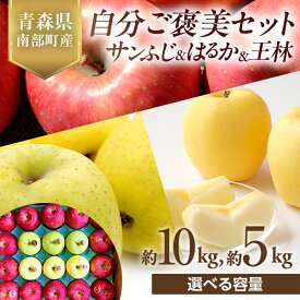 【ふるさと納税】 《選べる容量》 青森県産 サンふじ・はるか・王林 (自分ご褒美セット) 5kg／10kg 【佐々木あきおはるこ農園】 青森りんご リンゴ 林檎 アップル あおもり 青森県 南部町 三戸 果物 くだもの フルーツ F21U-580var