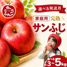 【ふるさと納税】 先行予約 訳あり サンふじ 完熟 りんご 3kg 5kg 家庭用 ＜選べる容量・発送月＞ 規格外 不揃い フルーツ 果物 冬 旬 旬のフルーツ 林檎 リンゴ 国産 産地直送 デザート 特産品 ご当地 朝食 新鮮 甘い おすすめ 岩手県 盛岡市 東北 岩手 盛岡 田村ふぁーむ