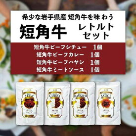 【ふるさと納税】 短角和牛 本格ディナー レトルト 4種お試しセット ビーフカレー ビーフハヤシ ビーフシチュー ミートソース 岩手県産 短角牛 牛肉 和牛 惣菜 レトルトカレー 岩手県 盛岡市 東北 岩手 盛岡 株式会社カナンフーズ