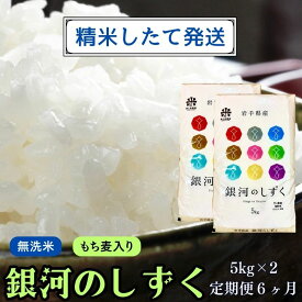 【ふるさと納税】★精米したてが1番！★令和5年産 盛岡市産 銀河のしずく【無洗米・もち麦入り】5kg×2 『定期便6ヶ月』 ◆1等米のみを使用したお米マイスター監修の米◆　【定期便・ お米 白米 銘柄米 ご飯 】　お届け：2023年11月初旬より順次