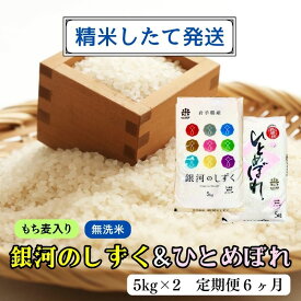 【ふるさと納税】★精米したてが1番！★令和5年産 盛岡市産 銀河のしずく・ひとめぼれ【無洗米・もち麦入り】5kg×2 『定期便6ヶ月』 ◆1等米のみを使用したお米マイスター監修の米◆　【定期便・ お米 白米 銘柄米 ご飯 】　お届け：2023年11月初旬より順次