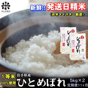 【ふるさと納税】★新鮮!発送日精米★『定期便11ヵ月』ひとめぼれ 5kg×2 令和7年産 盛岡市産 ◆1等米のみを使用したお米マイスター監修の米◆ お届け:2025年11月中旬より順次発送