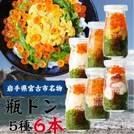 【ふるさと納税】瓶ドン 5種 6本セット 川秀 (ウニ・アワビ・サーモン・イカ・タコ)【配送不可地域：離島】【1707298】