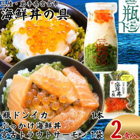 【ふるさと納税】海鮮丼の具 川秀 瓶ドンイカ1本 ぶっかけ海鮮丼の具宮古トラウトサーモン1袋 計2食セット【配送不可地域：離島】【1744492】