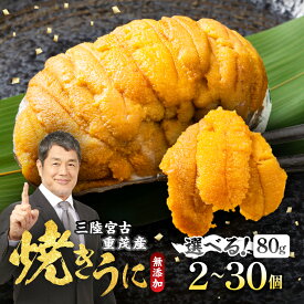 【ふるさと納税】【三陸宮古重茂産】無添加焼きうに 80g×2、5、10、30個セット_ 焼きうに うに ウニ 雲丹 焼きウニ 無添加 おかず おつまみ 酒の肴 ごはんのお供 惣菜 魚介 海産物 岩手県 宮古市 産地直送 冷凍 贈答 ギフト 送料無料 【配送不可地域：離島】【G1335814】