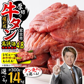 【ふるさと納税】＼レビューキャンペーン／_三陸宮古の塩だれ厚切り牛タン(タン先なし/あり 300g/600g/800g/1kg/1.4kg)_ 牛タン タン 牛たん 肉 にく お肉 焼肉 焼き肉 厚切り 厚切 塩だれ 塩 味付け スライス 宮古市 小分け 個包装 便利【配送不可地域：離島】【G1514270】