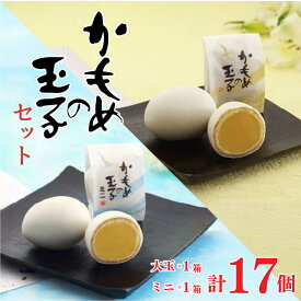 【ふるさと納税】 かもめの玉子 レギュラーサイズ ＆ ミニサイズセット ( レギュラー9個入×1箱 / ミニ8個入×1箱 ) お菓子 スイーツ 洋菓子 銘菓 大船渡 岩手県 卵型 お茶菓子 焼き菓子 焼菓子 餡 おやつ お土産 手土産 さいとう製菓