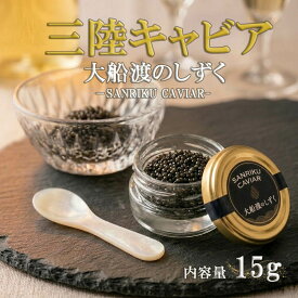 【ふるさと納税】 三陸キャビア 大船渡のしずく 15g キャビア 大船渡産 希少 魚卵 高級 コチョウザメ サメ 三大珍味 スターレット 贅沢 ギフト 記念日 誕生日 プレゼント お祝い 贈り物 贈答 化粧箱入り シェルスプーン付き