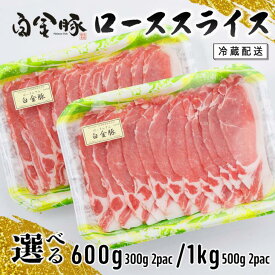 【ふるさと納税】白金豚（プラチナポーク）ローススライス 選べる内容量 600g（300g×2パック） 1kg（500g×2パック） 小分け 豚肉 ブランド肉 冷蔵配送 はっきんとん 高源精麦 花巻市