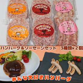 【ふるさと納税】ハンバーグ みんな大好きハンバーグ (ビーフ・ポーク） ＆ ソーセージセット 6個入り 父の日 プレゼント