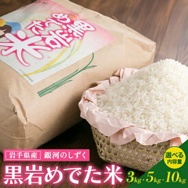 【ふるさと納税】 令和7年産 黒岩めでた米 ( 銀河のしずく ) 3kg ・ 5kg ・ 10kg 限定純情米 米 精米 常備品 白米 こめ お米 ライス 産地直送 送料無料 ブランド米 くろいわ産地直売所 黒岩産直 岩手県 北上市