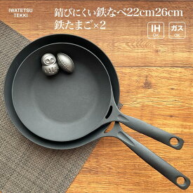 【ふるさと納税】鉄 フライパン 26cm ＆ 22cm ＆ 鉄たまご×2個 セット IH 直火 ガス 対応 ダクタイルパン26＆22 日本製 調理器具 軽量鉄 キャンプ ギア キャンプ用品 アウトドア用品 アウトドア BBQ バーベキュー ソロキャン スキレット 鉄器 岩鉄鉄器 岩手製鉄