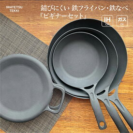 【ふるさと納税】 IH対応 鉄 フライパン ＆ 鍋 4点セット ( ダクタイルパン 18cm 22cm 26cm ポット20 ) 岩鉄鉄器 『ビギナーセット』 岩手製鉄 キャンプギア アウトドア ギフト 新生活 キッチンツール 軽い 錆びにくい お手入れ簡単 BBQ キャンプ 焼き物 揚げ物 炒め物
