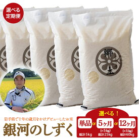 【ふるさと納税】銀河のしずく 5kg 単品 定期便 ( 5か月 又は 12か月 ) 400年続く農家が育てた菅野家のお米 岩手県 北上市 白米 減農薬 菅野俊 ごはん お米 おにぎり 米 国産 岩手 オリジナル 品種 R8年産 予約受付中