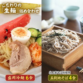 【ふるさと納税】手造り盛岡冷麺＆石臼挽き生五割そばセット（冷麺6食＆そば4食） 黄金製麺所 冷麺 詰め合わせ ご家庭用 ご贈答用 父の日 お中元 お土産 黄金製麺所 そうめん つるつる コシ もちもち 夏 そばつゆ ストレート セット 老舗 岩手県 北上市 C0534