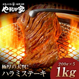 【ふるさと納税】プレミアム 極厚 ハラミステーキ【熟成醤油だれ】1kg (K12-003) 父の日 おすすめ BQQ バーベキュー 焼肉 焼き肉 贈答品 プレゼント 贈り物 岩手県 北上市 KYフーズ 肉 ハラミ 牛肉 D0503