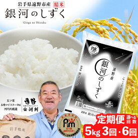 【ふるさと納税】令和7年産 新米 定期便 銀河のしずく5kg 選べる 回数 3回 6回 遠野産 五つ星 お米マイスター Prof. 厳選 ブランド米 コメマルシェ 河判 米 お米 おこめ 白米 精米 ふっくら ツヤツヤ SDGs 岩手県 遠野市 国産 一等米 送料無料 3ヶ月 6ヶ月 2025年産