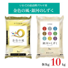 【ふるさと納税】 金色の風 銀河のしずく 食べ比べ 米 合計 10kg セット 五つ星 お米マイスター 厳選 令和5年産 コメマルシェ河判 岩手県 新ブランド米