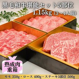 【ふるさと納税】格之進 熟成肉三段重 黒毛和牛堪能セット 5部位1.15kg（3～4人前） 牛肉 食べ比べ お取り寄せ おもてなし ステーキ しゃぶしゃぶ すき焼き おせち