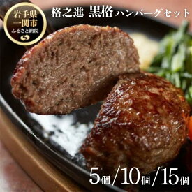 【ふるさと納税】 黒毛和牛 100% ハンバーグ 格之進 黒格ハンバーグ ( 選べる 120g× 5個 10個 15個) 無添加 生ハンバーグ 肉汁 国産ビーフ 牛肉100% 塩麹 冷凍食品 高評価 贈答用 ギフト 子供 人気 おすすめ 岩手県 一関市