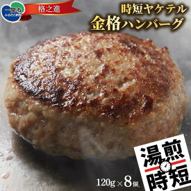 【ふるさと納税】 お湯で温めるだけ 格之進 ヤケテル金格ハンバーグ ( 選べる 120g × 4個 8個 12個) 無添加 湯煎 ボイル 時短 調理済み 肉汁 塩麹 牛肉 豚肉 白金豚 国産 高評価 贈答用 ギフト 子供 人気 おすすめ 岩手県 一関市