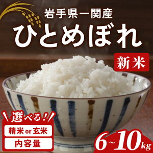 【ふるさと納税】<先行予約!2025年11月上旬から順次発送予定>【令和7年産 新米】一関市産 ひとめぼれ <精米・玄米> 6kg〜10kg 選べる容量 選べる種類 お米 おこめ 米 コメ ブランド米 白