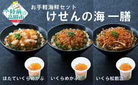 【ふるさと納税】手軽に海鮮丼！ 3種セット けせんの海 一膳 ほたていくらめかぶ いくら松前漬け いくらめかぶ [ 海鮮 海の幸 魚介類 海産物 ご飯のお供 小分け ミニ 個包装 パック 冷凍 イクラ 松前漬け お手軽 簡単 人気 おすすめ おかず おつまみ 国産 岩手 陸前高田 ]