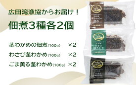 【ふるさと納税】広田湾漁協からお届け！ 佃煮 3種各2個 セット 〈 茎わかめ わさび茎わかめ ごま薫る茎わかめ 〉【 わかめ 海藻 食べ比べ 小分け 個包装 おかず おつまみ 人気 おすすめ 岩手 陸前高田 】★