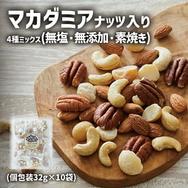 【ふるさと納税】 マカダミアナッツ 入り 4種 ミックスナッツ 320g ( 小分け 32g×10袋 ) 無塩 素焼き 無添加 便利 ナッツ 健康 食品 健康食品 ピーカンナッツ アーモンド カシューナッツ オートファジー ダイエット ファスティング アウトドア 陸前高田 サロンドロワイヤル