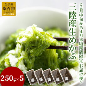 【ふるさと納税】 ＜2月中旬から4月末頃期間限定　お届け便＞ 三陸産 生めかぶ 250g×5 新めかぶ 肉厚 小分け サラダ 酢の物 天然 海藻 海鮮 新鮮 カリウム おかず ご飯のお供 お取り寄せ グルメ 国産 健康 食物繊維 カット済み 簡単調理