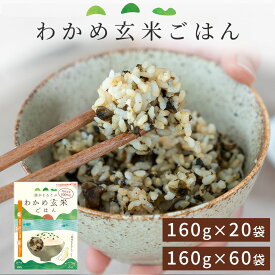 【ふるさと納税】腸がよろこぶ わかめ玄米ごはん 60袋 20袋　発芽玄米 玄米 パック セット お得 大容量 主食 米 健康 ご飯 時短 簡単調理 美味しい わかめ 三陸産 栄養 無添加 レンチン レンジ レトルト 支援 被災地 救援物資 備蓄 備え 災害 震災