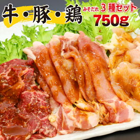 【ふるさと納税】牛肉 鶏肉 豚肉 肉のささき 秘伝のみそだれ 牛豚鶏3種セット 計750g ／ 肉 お肉 味噌だれ 牛カルビ カルビ 鶏むね肉 鶏むね ムネ肉 むね肉 豚ロース ロース ビーフ チキン ポーク 小分け 味付け肉 味付き肉 焼くだけ おすすめ 岩手県 八幡平市 送料無料