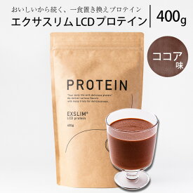 【ふるさと納税】 プロテイン ドリンク エクサスリム LCD プロテイン ココア 袋タイプ 400g×1袋 軽量スプーン付 ／ ダイエット 置き換え 美容 タンパク質 たんぱく質 美味しい おいしい 腹持ち 栄養補給 低糖質 おやつ 間食 おすすめ 天真堂 岩手県 八幡平市 送料無料