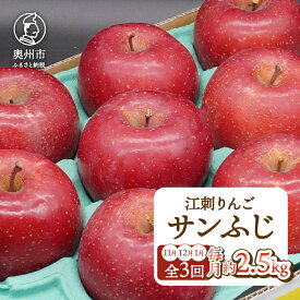 【ふるさと納税】【定期便】 奥州市りんご 3か月定期便 江刺りんご「サンふじ」 約2.5kg(8-10玉)【11月～翌年1月お届け】全3回 江刺りんご 林檎 りんご ブランドりんご フルーツ 果物 期間限定 数量限定 家庭用 自宅用 贈答 [AQ096]
