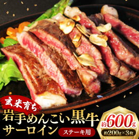 【ふるさと納税】岩手めんこい黒牛 サーロイン ステーキ 約600g 国産 牛肉 肉 焼肉 牛丼 小分け 冷凍 お肉 ※着日指定不可※沖縄県・離島への配送不可