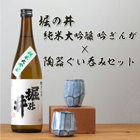 【ふるさと納税】日本酒「堀の井・純米大吟醸吟ぎんが720ml」と陶器ぐい呑みセット（AZ014-1）