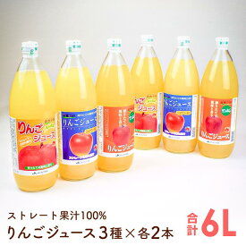 【ふるさと納税】JAいわて中央のりんごジュース3種セット　1L×6本　ストレート果汁100％