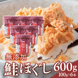 【ふるさと納税】鮭フレーク 無添加 無着色 鮭ほぐし 長期保存 瓶 天然 紅鮭 あらほぐし 600g(100g6本) 3回 定期便 常温保存 ご飯のお供 鮭 サケ さけ 骨なし 骨取り 子ども おにぎり ふりかけ 備蓄 瓶詰め ギフト 金ケ崎町