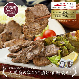 【ふるさと納税】【ジビエ初心者おすすめNo.1】大槌鹿の寒こうじ漬け200g&山賊焼き200gセット 岩手県産 天然鹿 鹿肉 味付肉 山賊焼 ジビエ ヘルシー 低カロリー つまみ あて おかず ご飯のお供 赤身 冷凍 加工肉 ギフト