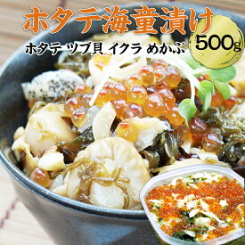 【ふるさと納税】＼高評価★4.42／ ホタテ海童漬 500g ホタテ ツブ貝 イクラ メカブ 醤油ベース アテ ご飯のお供 冷奴 トッピング 川石水産 三陸山田 岩手県 山田町 YD-755