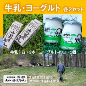 【ふるさと納税】山地酪農牛乳1L・やまちヨーグルト450g　各2個ずつ【配送不可地域：離島】【1721058】