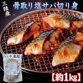 三陸産 骨取り サバ (有塩・約1kg 切り身) 国産 岩手県産 冷凍 骨取り済み 骨取り魚 バラ凍結 チャック 付き 鯖