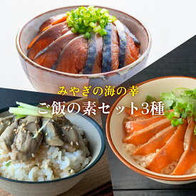 【ふるさと納税】みやぎの海の幸 ごはんの素3種セット 金華さば みやぎサーモン 漬け丼 カンタン調理 牡蠣 炊き込み 混ぜ込み 宮城 石巻 本田水産